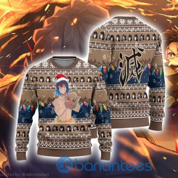 Demon Slayer Anime Inosuke Hashibira Anime Ugly Christmas Sweater Product Photo