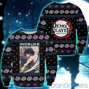Demon Slayer Anime Inosuke Hashibira Knitting Christmas All Over Printed 3D Shirt - 3D Sweatshirt - Black