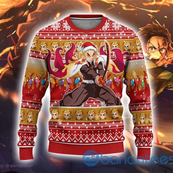 Demon Slayer Anime Kyojuro Rengoku Anime Ugly Christmas Sweater Product Photo