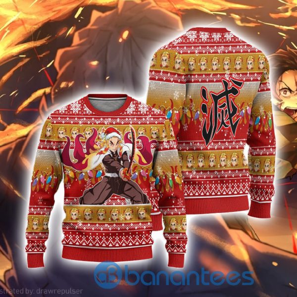 Demon Slayer Anime Kyojuro Rengoku Anime Ugly Christmas Sweater Product Photo