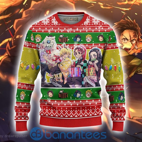 Demon Slayer Anime Ugly Christmas Sweater Characters Full Printed Shirt Product Photo