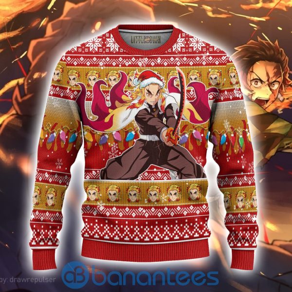 Demon Slayer Kyojuro Rengoku Anime Ugly Christmas Sweater All Over Printed Shirt Product Photo