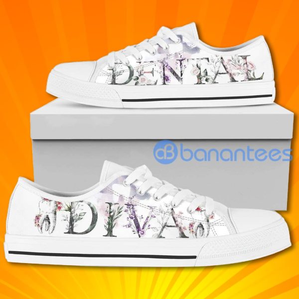 Dental Diva Flower Lovely Design Graphic Low Top Canvas Shoes Product Photo