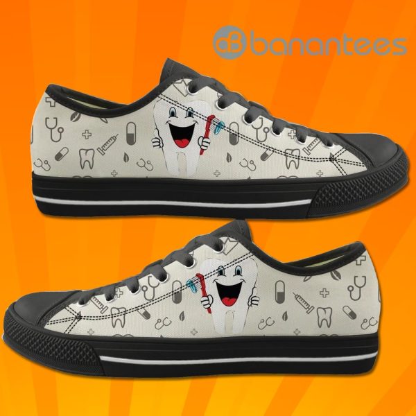 Dentist Tooth Smile Lovely Design Graphic Low Top Canvas Shoes Product Photo