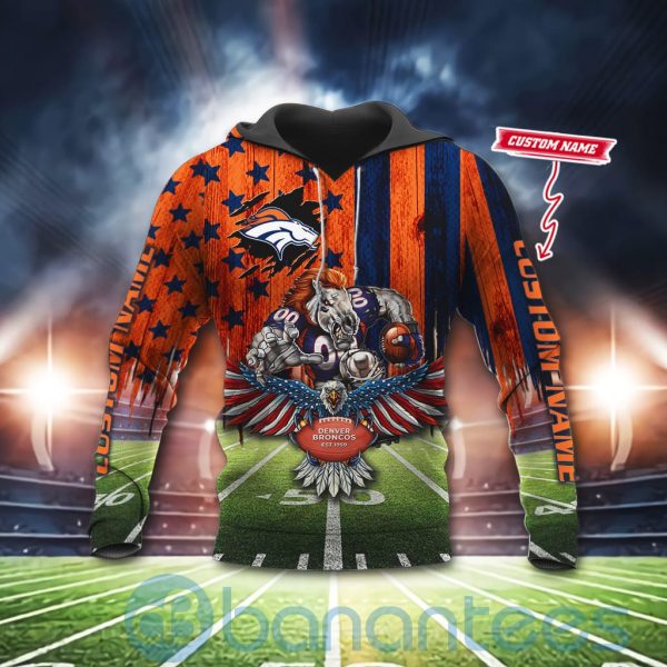 Denver Broncos Mascot Eagle Custom Name 3D All Over Printed Shirt Product Photo