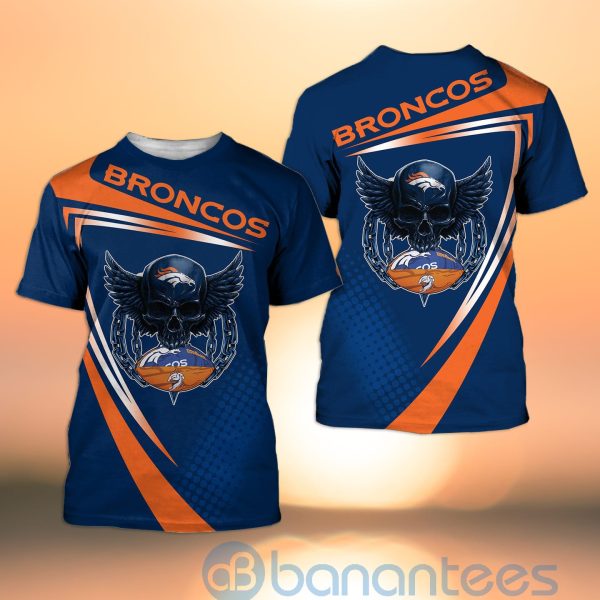 Denver Broncos NFL Skull American Football Sporty Design 3D All Over Printed Shirt Product Photo