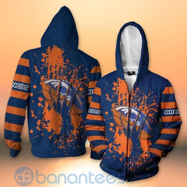Denver Broncos Skull Hand NFL Football Team Logo Ball 3D All Over Printed Shirt Product Photo