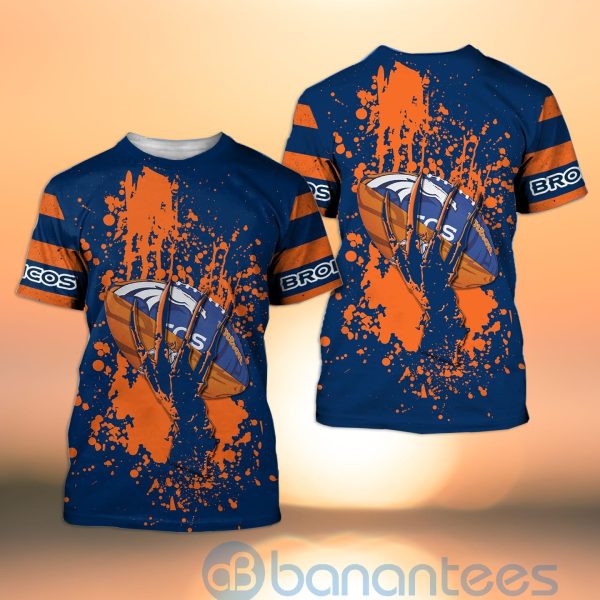 Denver Broncos Skull Hand NFL Football Team Logo Ball 3D All Over Printed Shirt Product Photo