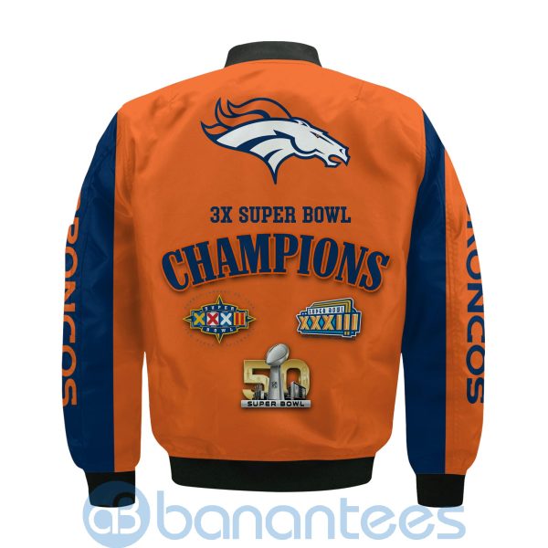 Denver Broncos Super Bowl Champions Custom Name Number Bomber Jacket Product Photo