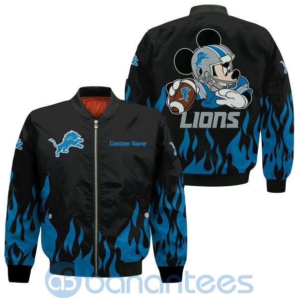 Detroit Lions Football Team Logo Disney Mickey Custom Name Bomber Jacket Product Photo