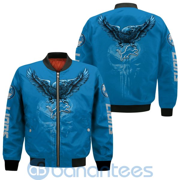 Detroit Lions Logo Eagle Skull Bomber Jacket Product Photo