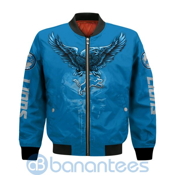 Detroit Lions Logo Eagle Skull Bomber Jacket Product Photo