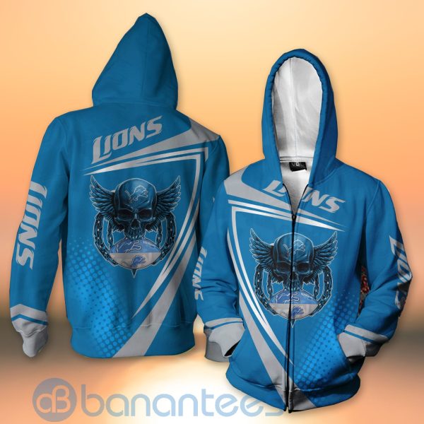 Detroit Lions NFL Skull American Football Sporty Design 3D All Over Printed Shirt Product Photo