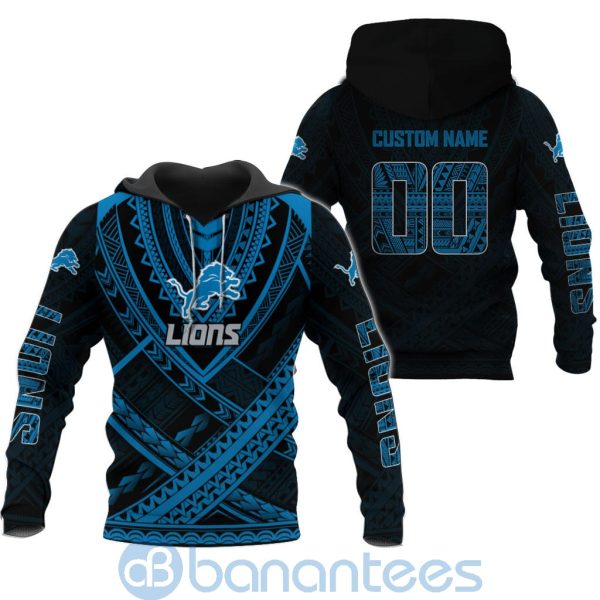 Detroit Lions NFL Team Logo Polynesian Pattern Custom Name Number 3D All Over Printed Shirt Product Photo