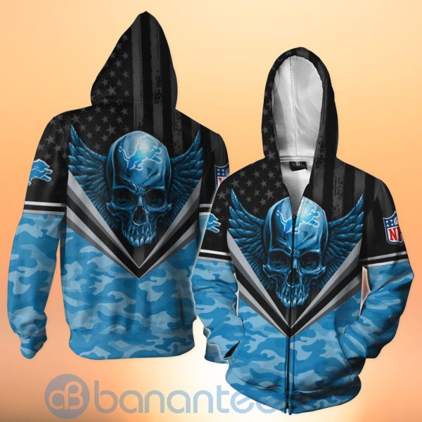 Detroit Lions Skull Wings 3D All Over Printed Shirt Product Photo