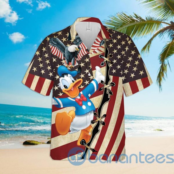 Donald Duck American Flag Eagle Hawaiian Shirt Product Photo