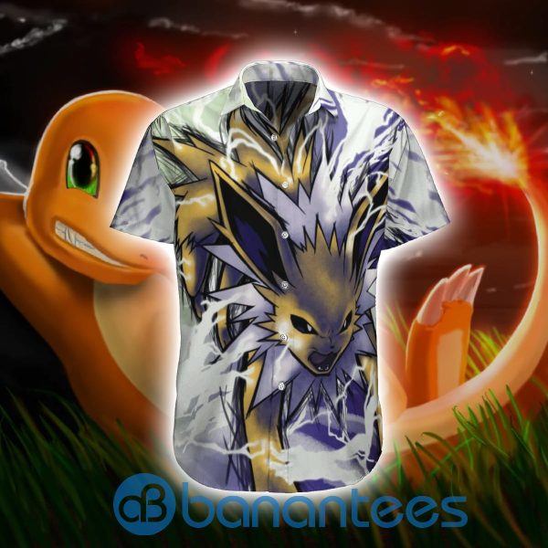 Eevee Jolteon Pokemon Short Sleeves Hawaiian Shirt Summer Shirt Product Photo