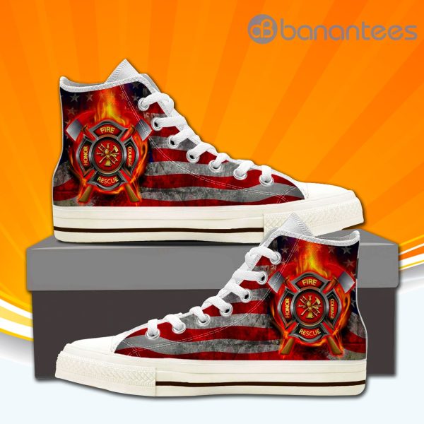 Fire Fighter Rescue High Top Canvas Shoes Sneakers For Men And Women Product Photo