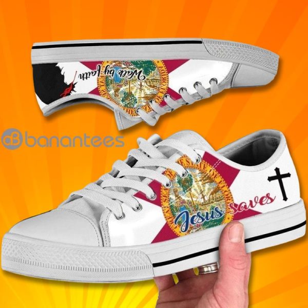 Florida Jesus Walk By Faith Lovely Design Graphic Low Top Canvas Shoes Product Photo