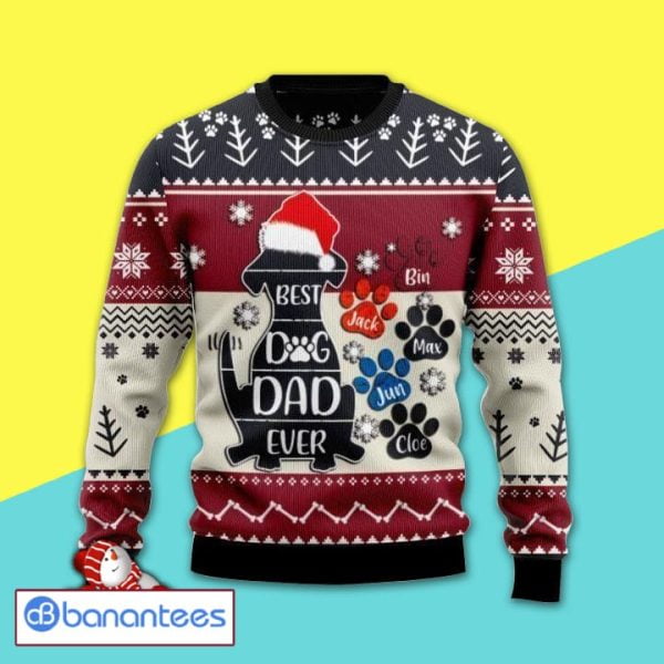 Footprint Best Dog Dad Ever Full Print Ugly Christmas Sweater Product Photo