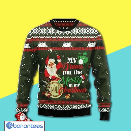 funny-santa-clause-and-drum-party-full-print-ugly-christmas-sweater-1-ZSyRz.jpg Funny Santa Clause And Drum Party Full Print Ugly Christmas Sweater Product Photo