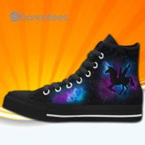 Galaxy Unicorn High Top Canvas Shoes Sneakers For Men And Women Product Photo