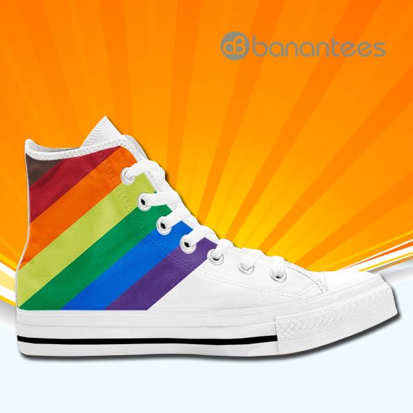 Gay Pride Rainbow High Top Canvas Shoes Sneakers For Men And Women Product Photo