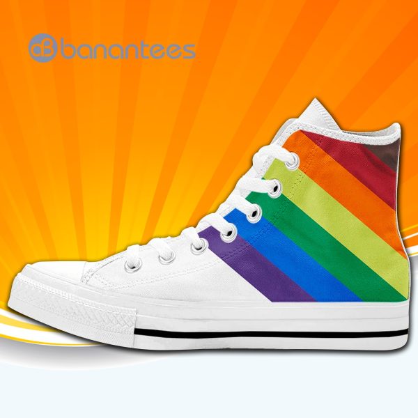 Gay Pride Rainbow High Top Canvas Shoes Sneakers For Men And Women Product Photo