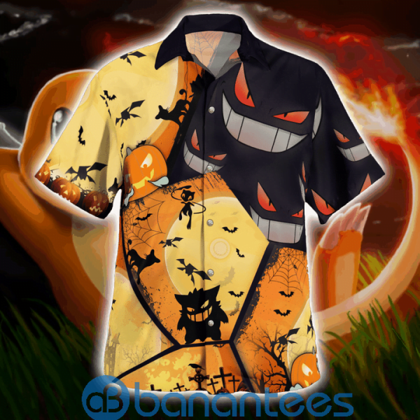 Gengar Pokemon Halloween Short Sleeves Hawaiian Shirt Summer Shirt Product Photo