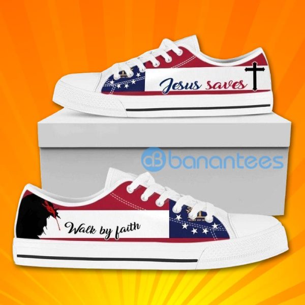 Georgia Jesus Walk By Faith Lovely Design Graphic Low Top Canvas Shoes Product Photo