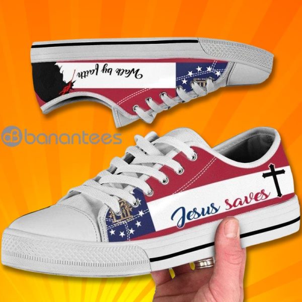 Georgia Jesus Walk By Faith Lovely Design Graphic Low Top Canvas Shoes Product Photo