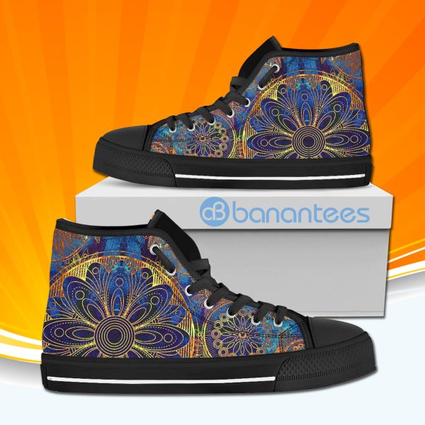 Gold Mandala High Top Canvas Shoes Sneakers For Men And Women Product Photo