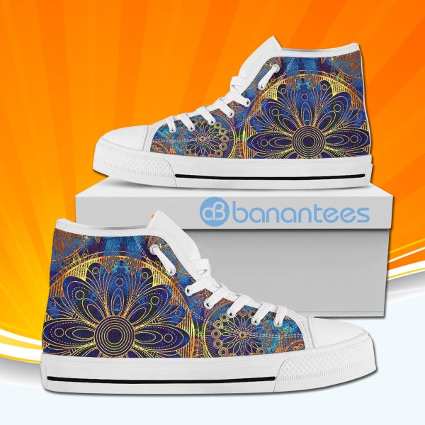 Gold Mandala High Top Canvas Shoes Sneakers For Men And Women Product Photo
