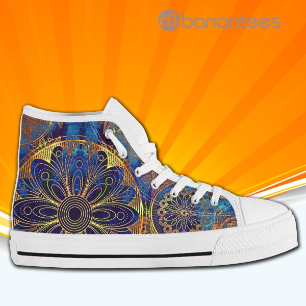 Gold Mandala High Top Canvas Shoes Sneakers For Men And Women Product Photo