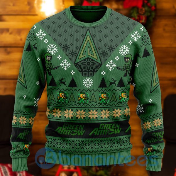 Green Arrow Dc Comics All Over Printed Ugly Christmas Sweater Product Photo