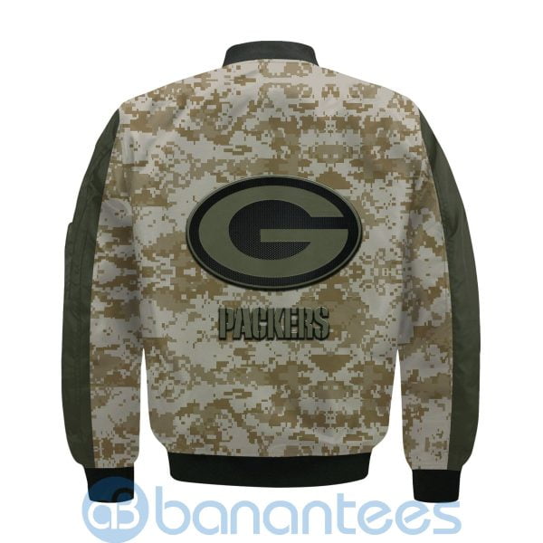 Green Bay Packers American Football Team Logo Camouflage Custom Name Bomber Jacket Product Photo