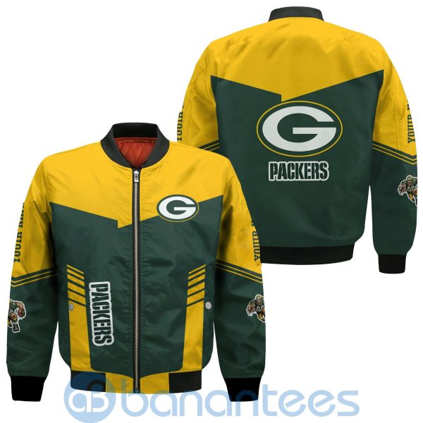 Green Bay Packers American Football Team Logo Custom Name Bomber Jacket Product Photo