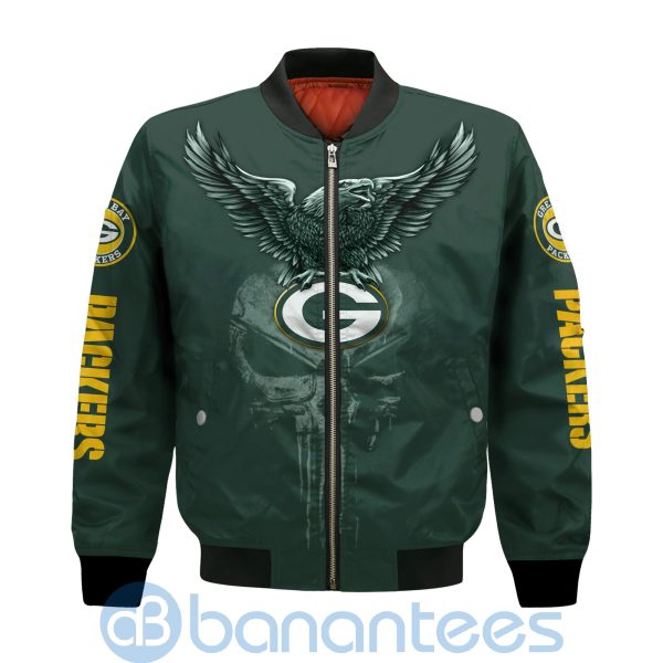 Green Bay Packers Logo Eagle Skull Bomber Jacket Product Photo