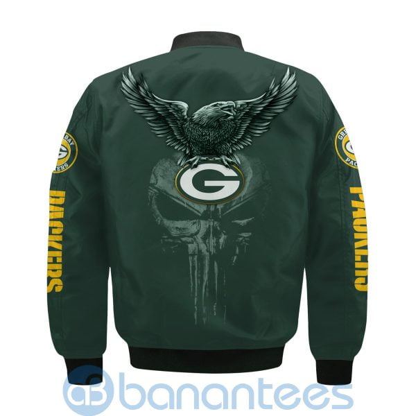 Green Bay Packers Logo Eagle Skull Bomber Jacket Product Photo