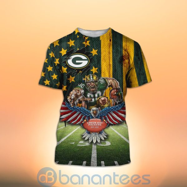 Green Bay Packers Mascot Eagle Custom Name 3D All Over Printed Shirt Product Photo