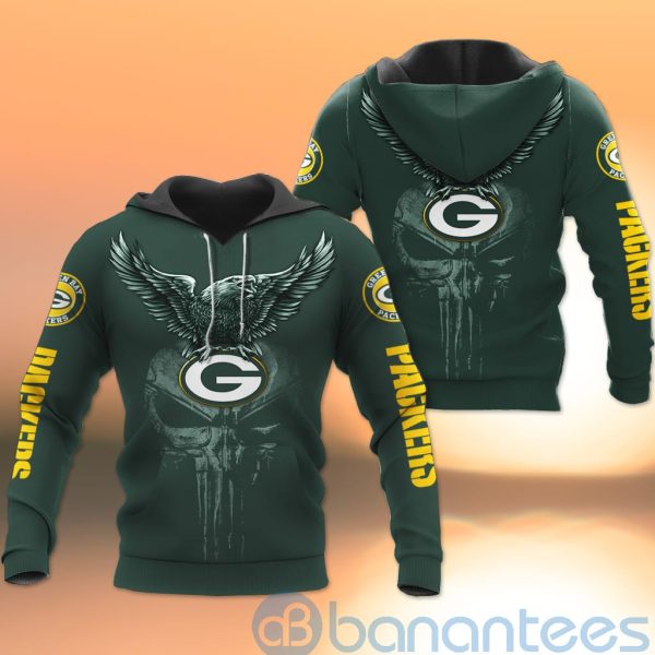 Green Bay Packers NFL Logo Eagle Skull 3D All Over Printed Shirt Product Photo