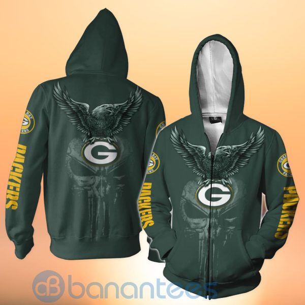 Green Bay Packers NFL Logo Eagle Skull 3D All Over Printed Shirt Product Photo