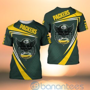 Green Bay Packers NFL Skull American Football Sporty Design 3D All Over Printed Shirt Product Photo
