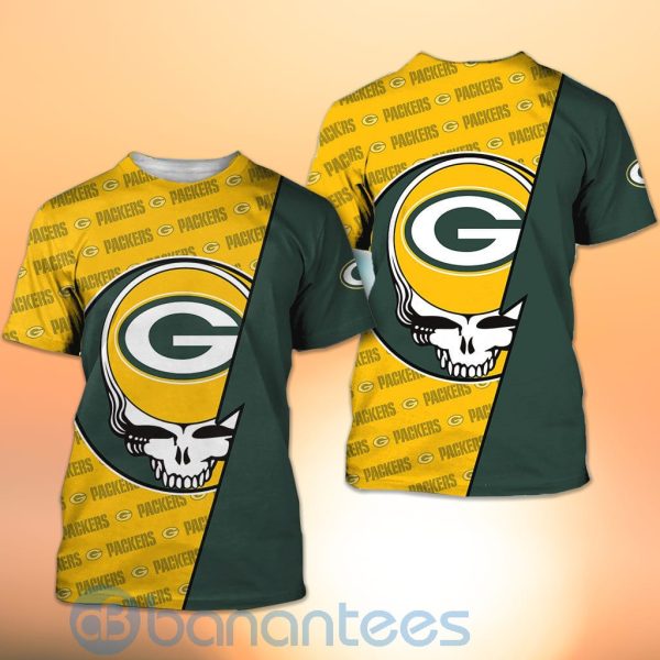 Green Bay Packers NFL Team Logo Grateful Dead Design 3D All Over Printed Shirt Product Photo