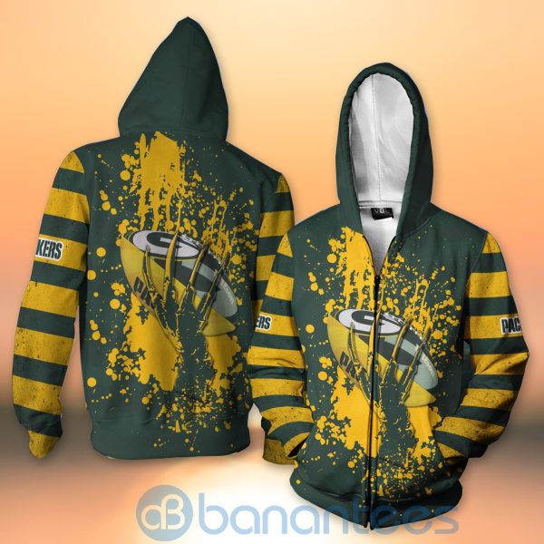 Green Bay Packers Skull Hand NFL Football Team Logo Ball 3D All Over Printed Shirt Product Photo