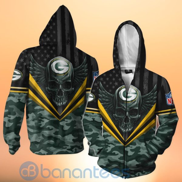 Green Bay Packers Skull Wings 3D All Over Printed Shirt Product Photo