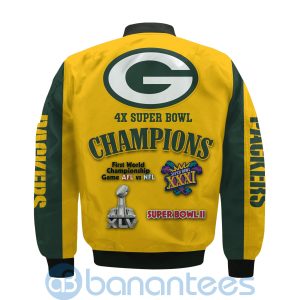 Green Bay Packers Super Bowl Champions Custom Name Number Bomber Jacket Product Photo