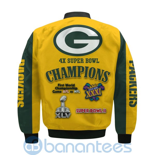 Green Bay Packers Super Bowl Champions Custom Name Number Bomber Jacket Product Photo