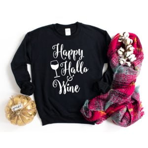 Happy Hallo Wine Lover Halloween Sweatshirt Product Photo