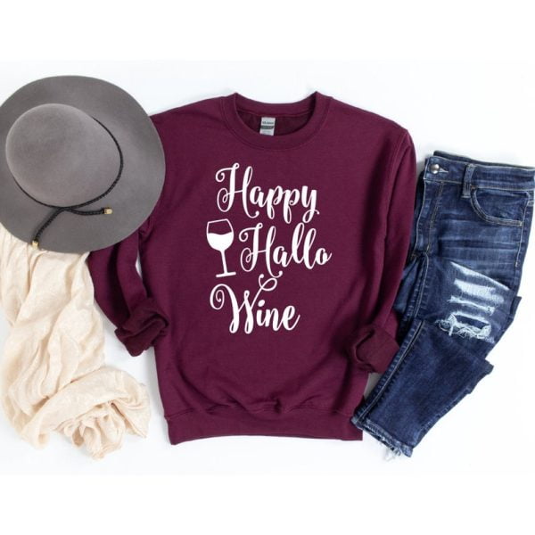 Happy Hallo Wine Lover Halloween Sweatshirt Product Photo